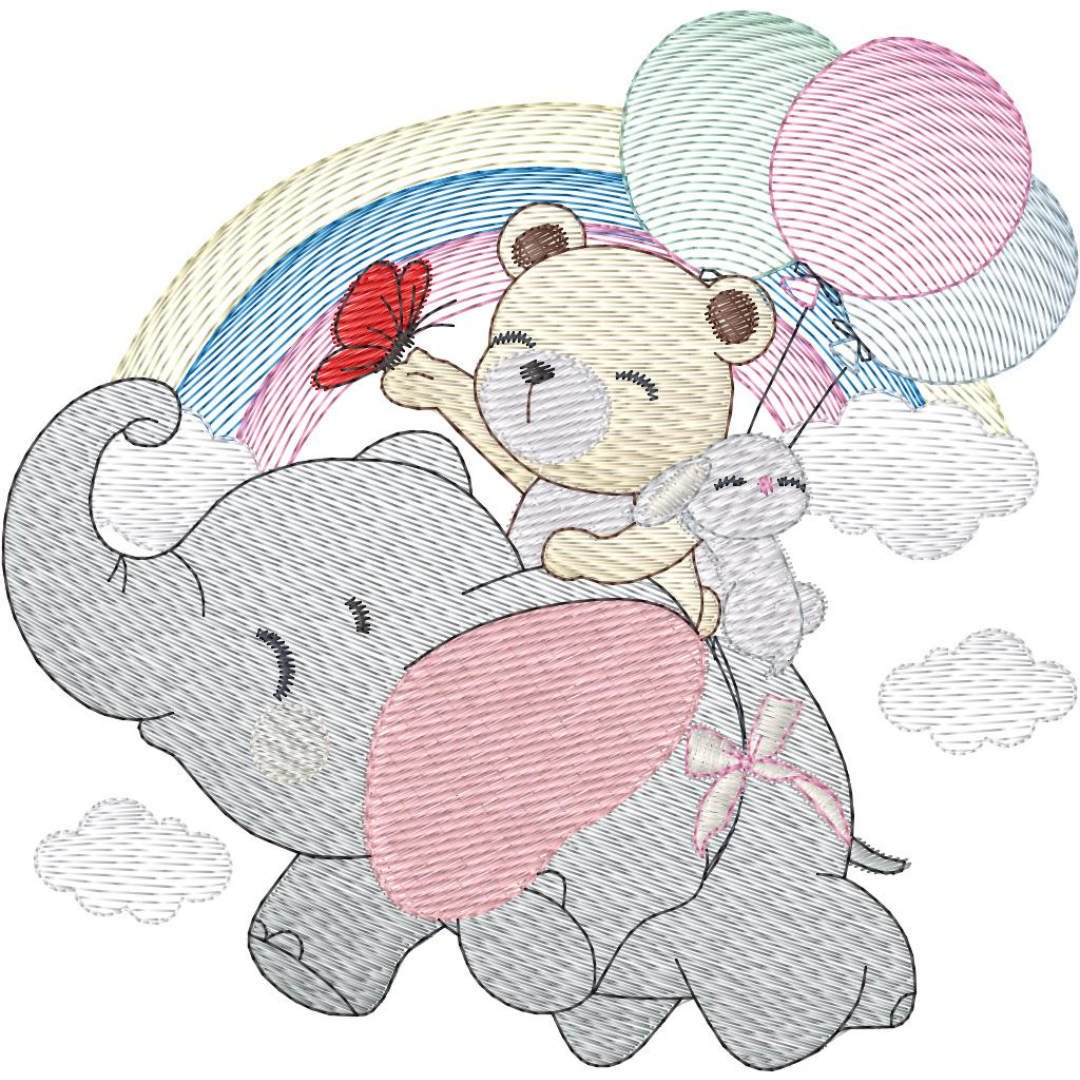 Osita, Elefante y Bunny Volando