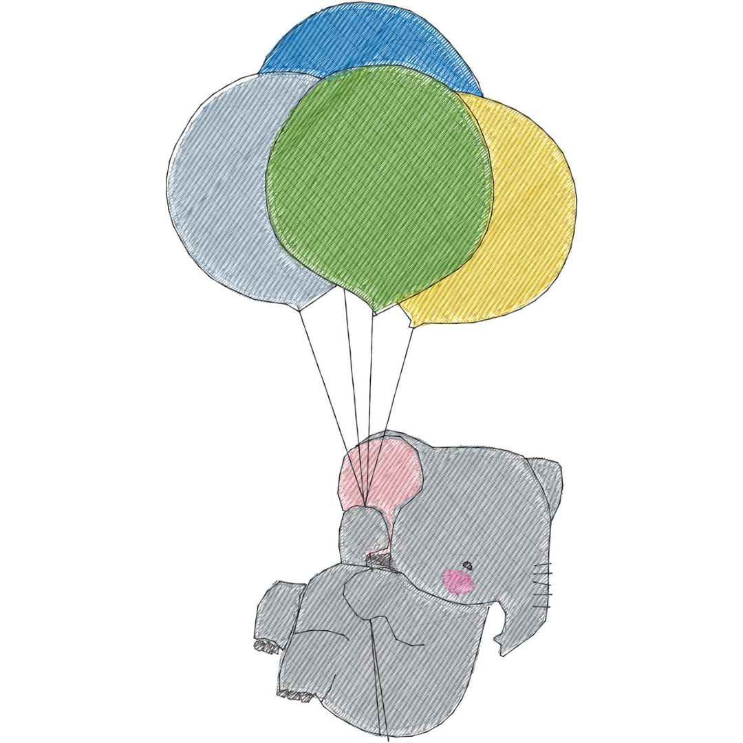 Elefantito Volando en Globos