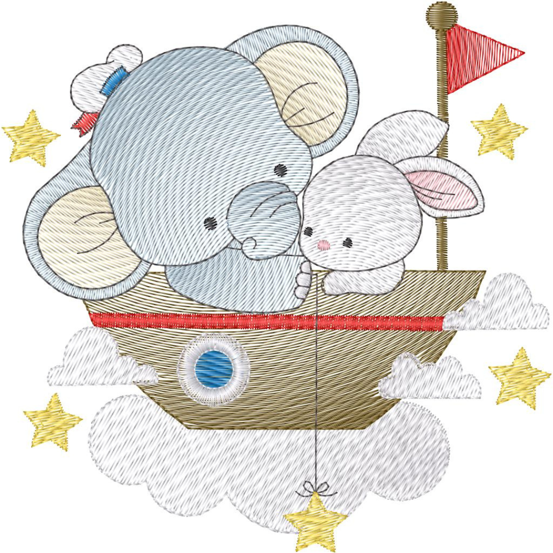 Elefantito en Barco Flotador