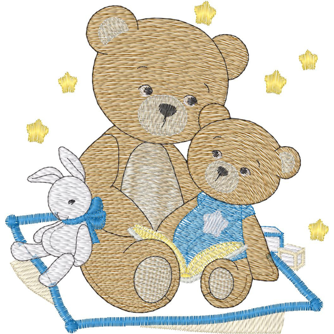 Mamá Oso y Osita Leyendo un Libro