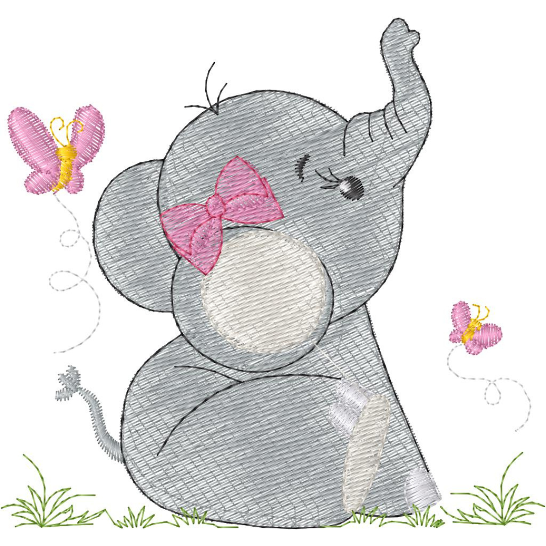 Elefantita Mirando las Mariposas