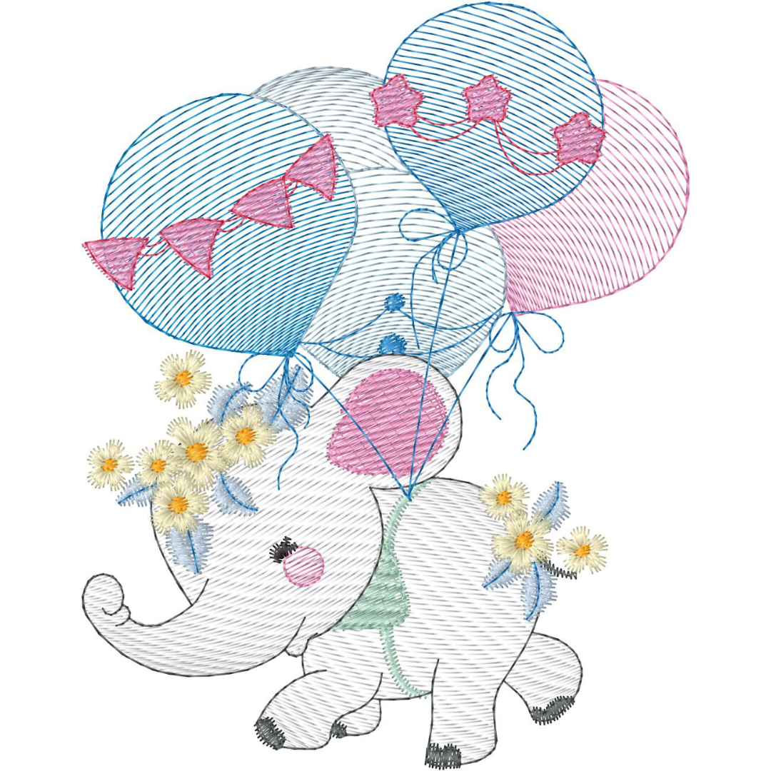 Elefantita Elevada en Globos