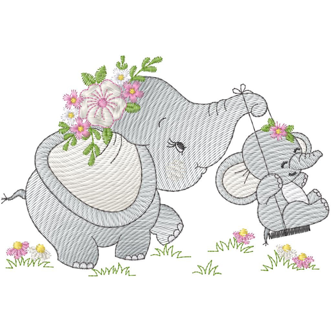 Mamá Elefante Jugando con Bebé