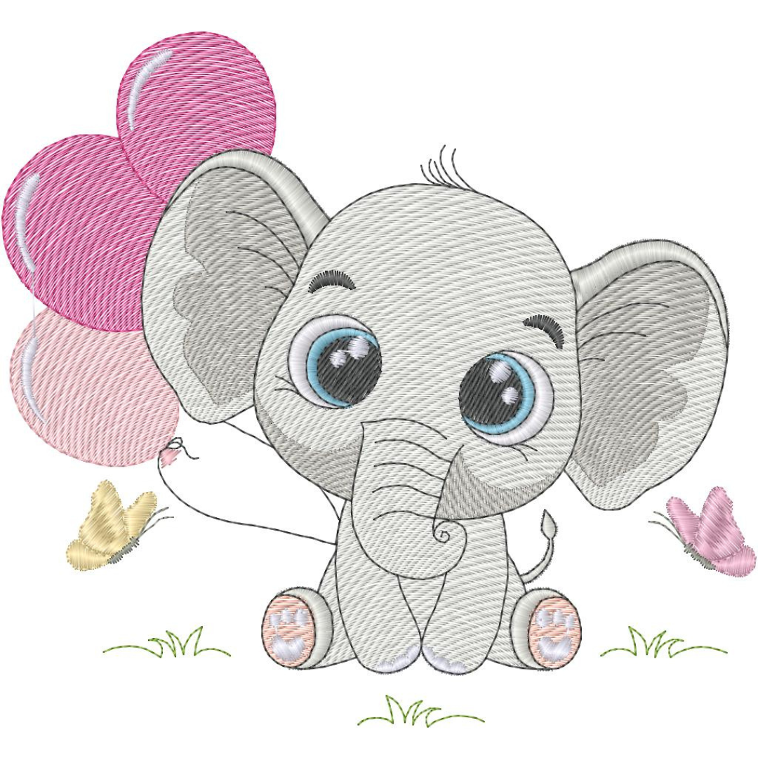 Elefantita Cute con Globos