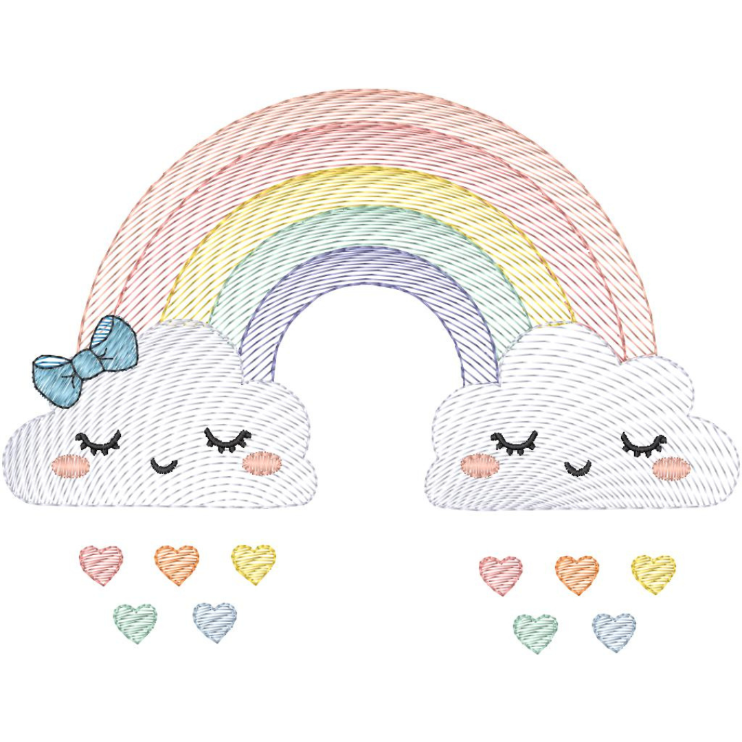 Arcoiris con Lluvia de Corazones