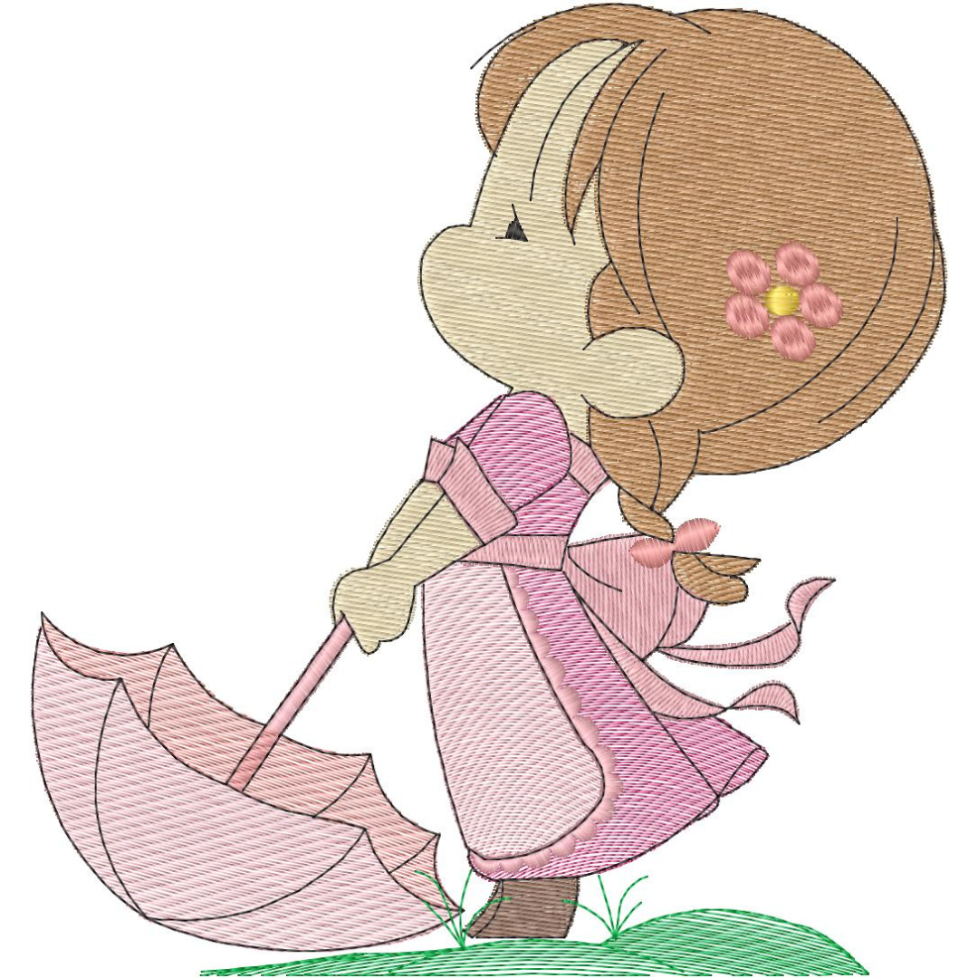 Tierna Niña con Sombrilla