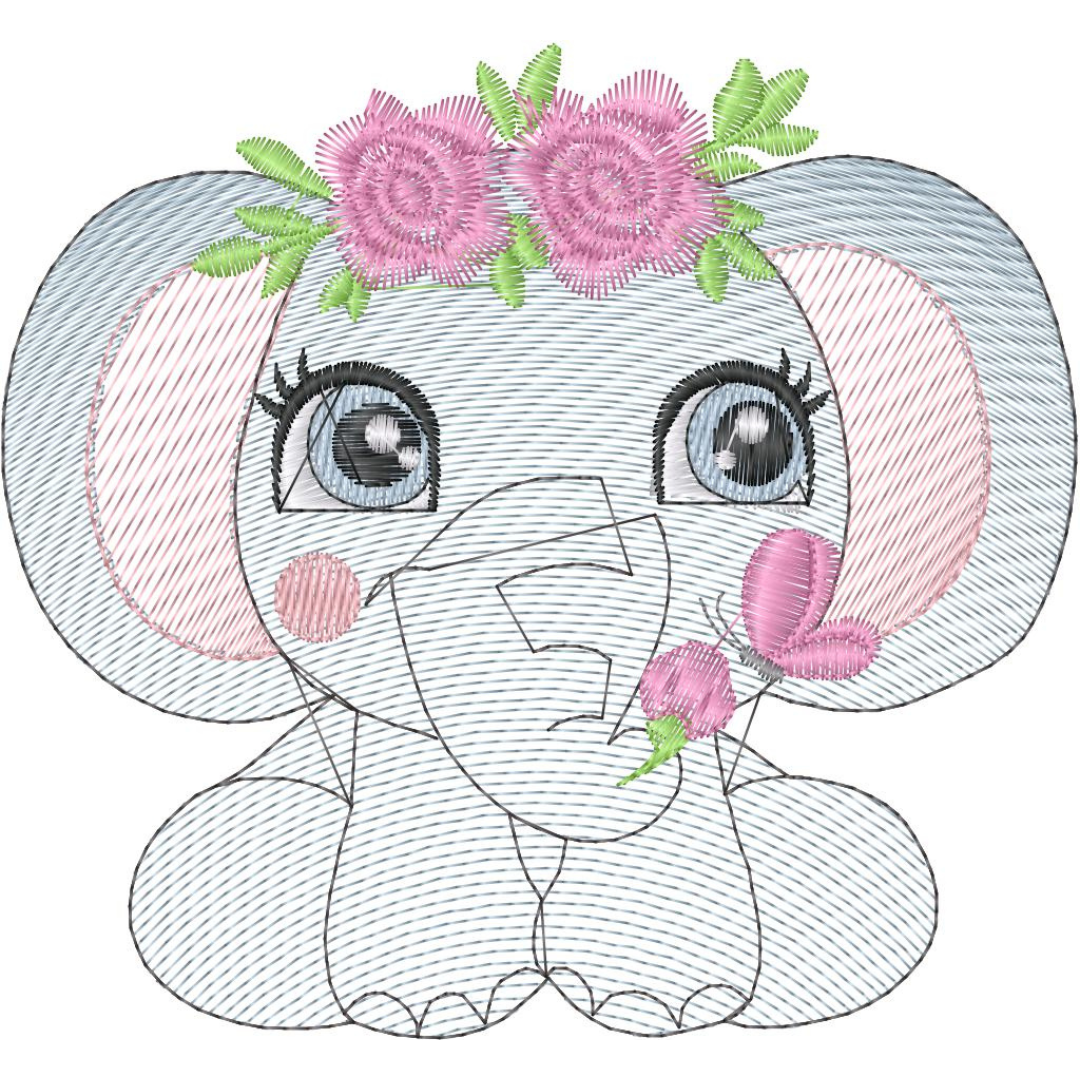 Elefantita con Corona de Flores