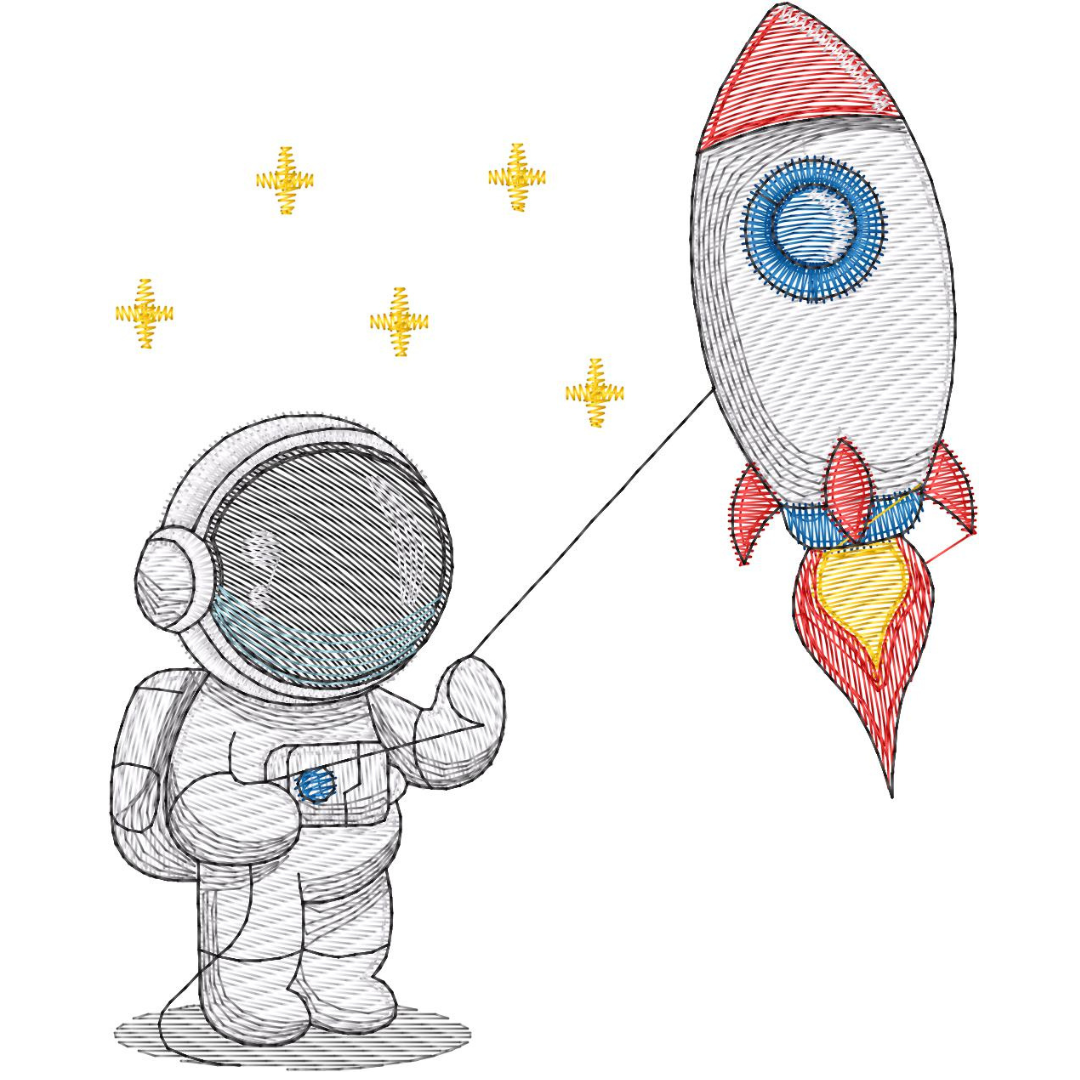 Astronauta Volando su Cohete