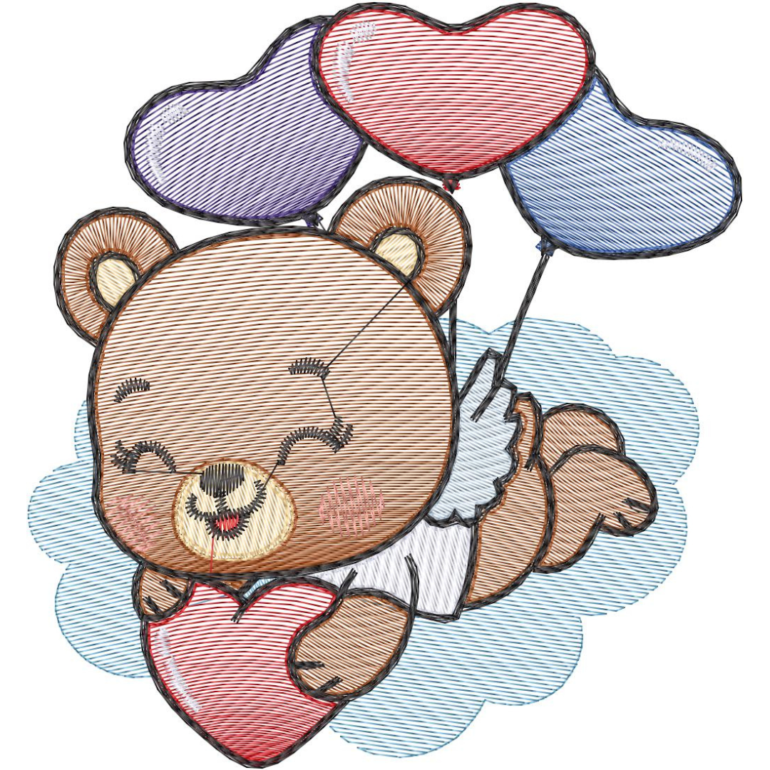 Osito con Globos de Corazones