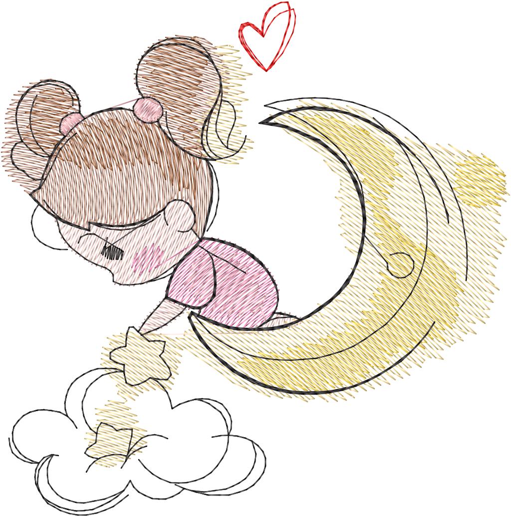 Niña en la Luna Cute