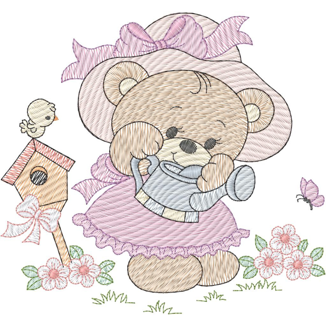 Osita Regando las Flores